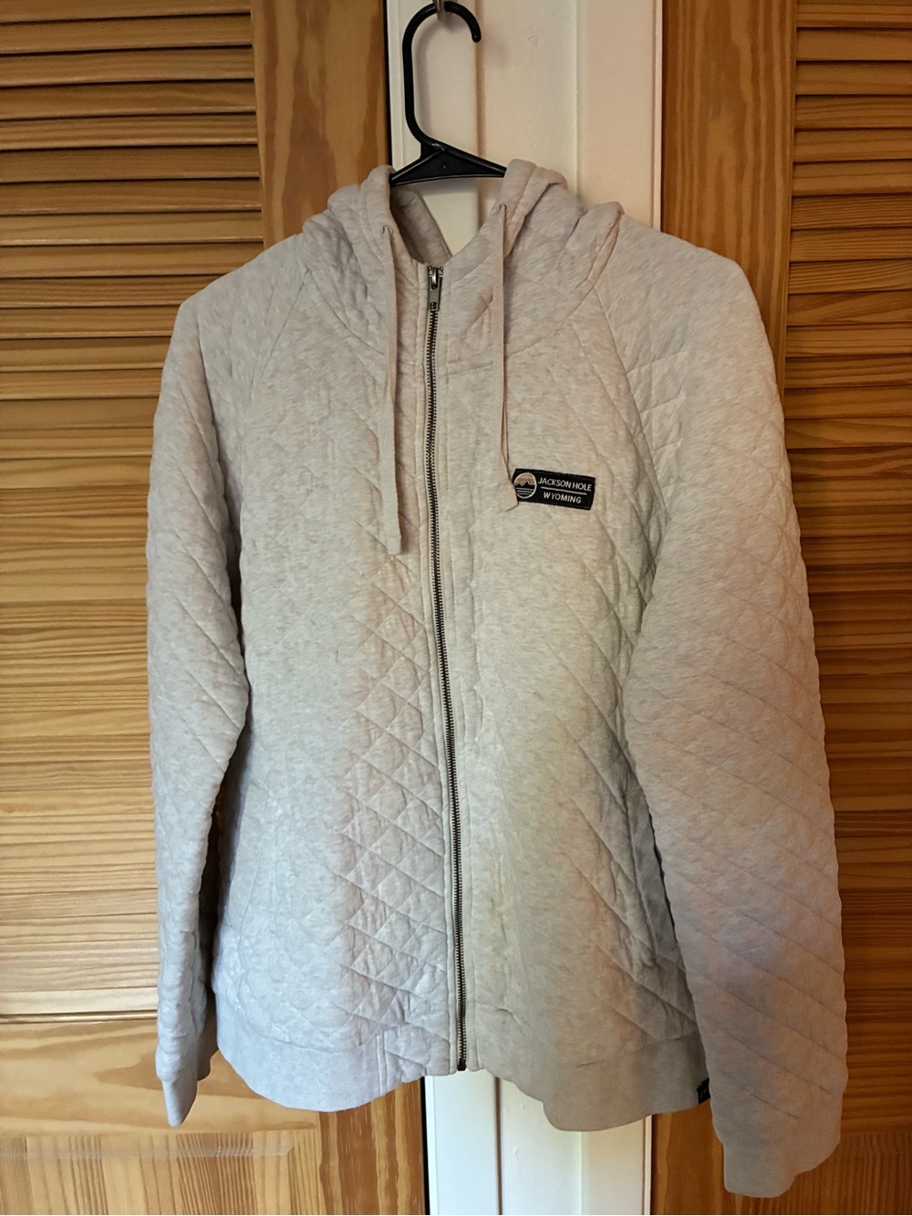 Quilted Hooded Jacket - Light Gray size 2xl